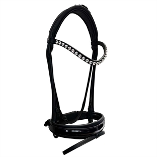 OS trense "München" Feel Good, rundsyet m. Comfort lak næsebånd + Rivoli pandebånd - sort/sort