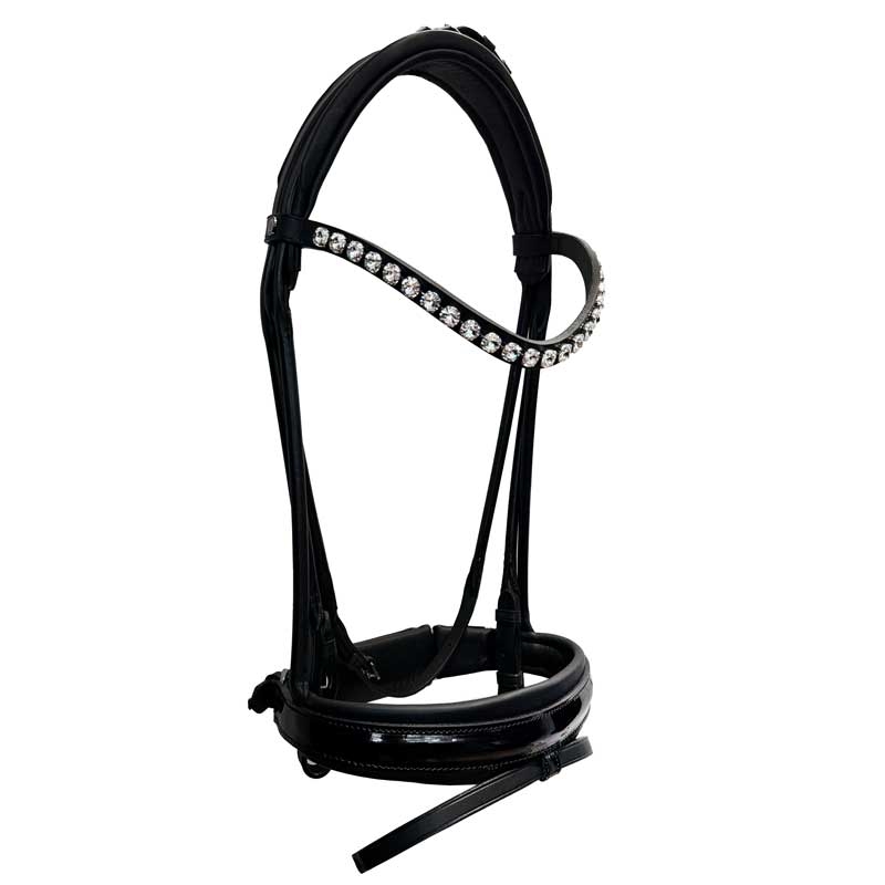 OS trense "München" Feel Good, rundsyet m. Comfort lak næsebånd + Rivoli pandebånd - sort/sort