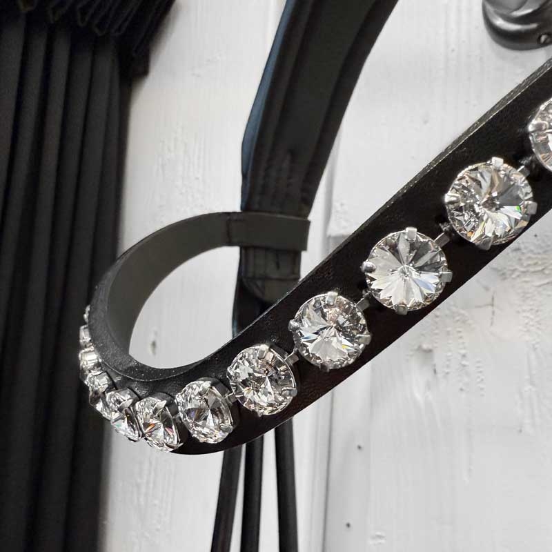 OS trense "München" Feel Good, rundsyet m. Comfort lak næsebånd + Rivoli pandebånd - sort/sort