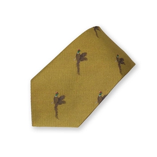 Oxford Blue Slips, Woven silk Pheasant, Gold