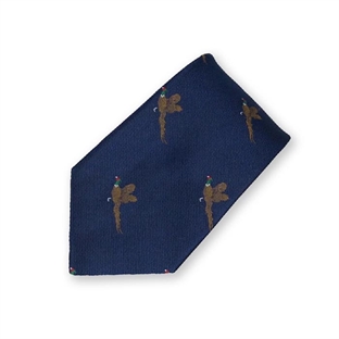 Oxford Blue Slips, Woven silk Pheasant, Navy