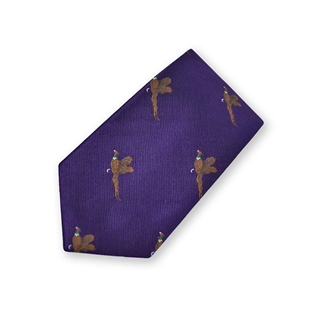 Oxford Blue Slips, Woven silk Pheasant, Purple