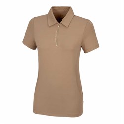 Pikeur Venya t-shirt i camel beige med guld lynlås