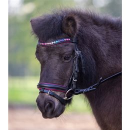 Waldhausen Pinky STAR trense med pink foring og regnbuefarvede krystaller i pandebåndet