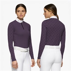 Cavalleria Toscana stævnebluse "Mini CT Flock Print" - aubergine