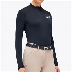 Cavalleria Toscana "Lightweight performance piqué zip polo" - navy