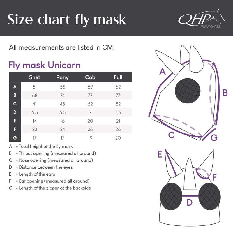 QHP fluemaske "Unicorn" med enhjørningehorn