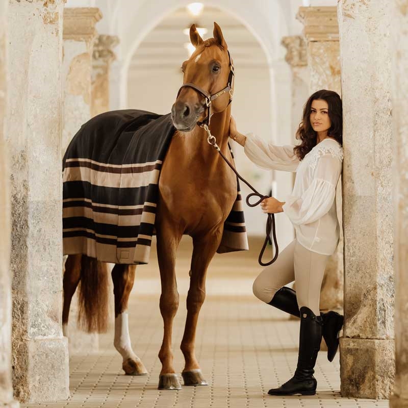 Kentucky Heavy Fleece Rug Square - sort/brun/beige