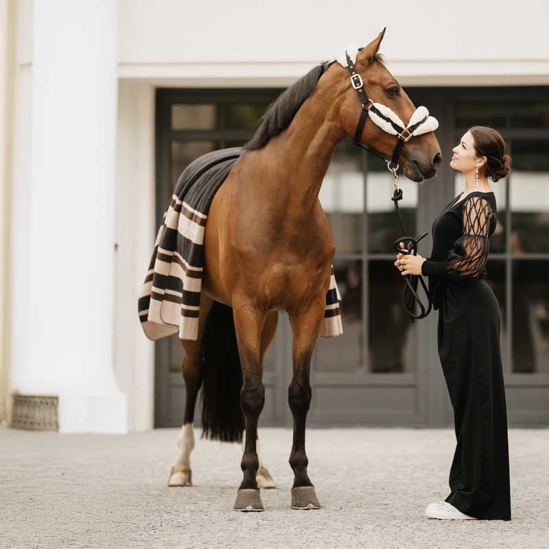 Kentucky Heavy Fleece Rug Square - sort/brun/beige
