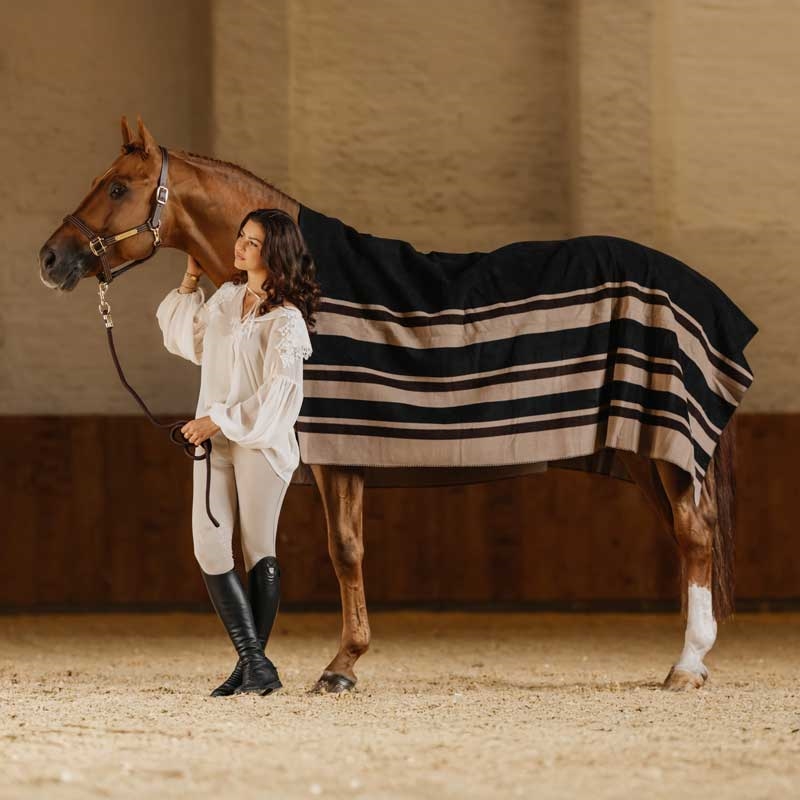 Kentucky Heavy Fleece Rug Square - sort/brun/beige