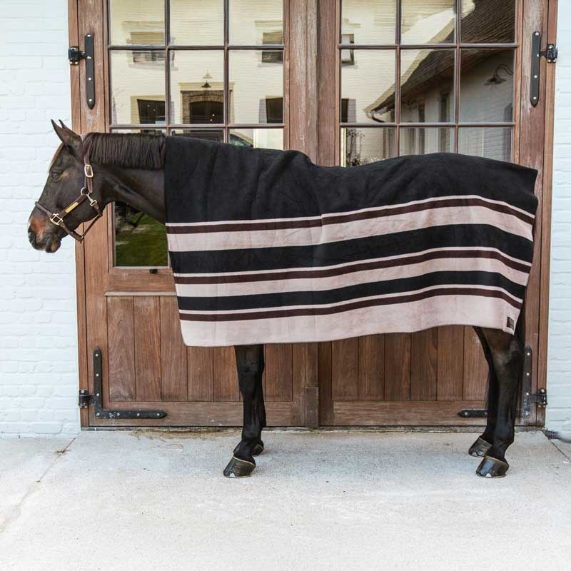 Kentucky Heavy Fleece Rug Square - sort/brun/beige