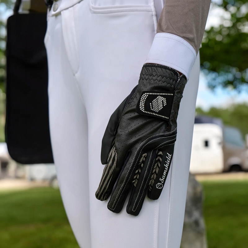 Samshield ridehandsker "V-Skin Swarovski" - sort