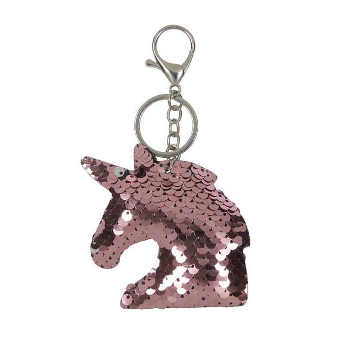 Nøglering Sequin med pailletter - rosa unicorn