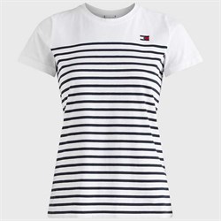 Tommy Hilfiger "Partial Ribbed T-Shirt" - Optic White