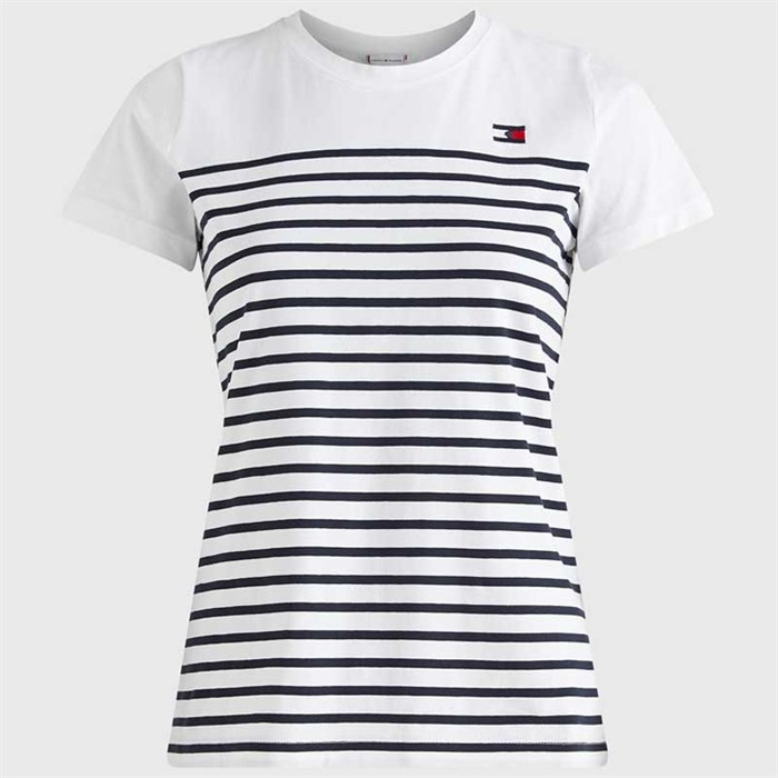 Tommy Hilfiger "Partial Ribbed T-Shirt" - Optic White