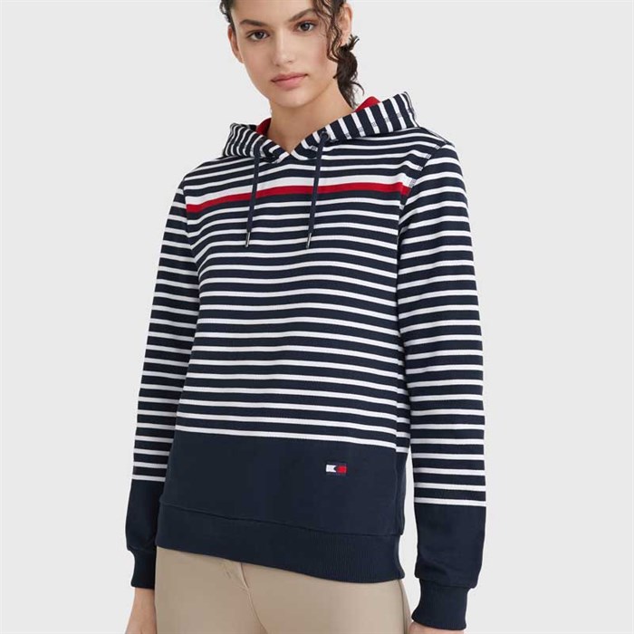 Lækker hættetrøje fra Tommy Hilfiger med striber