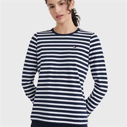 Se Tommy Hilfiger "Ribbed Longsleeve T-Shirt" - Desert Sky tæt på