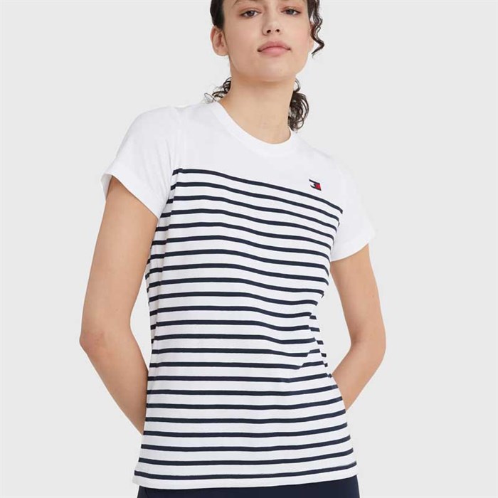 Se den flotte Tommy Hilfiger "Partial Ribbed T-Shirt" - Optic White