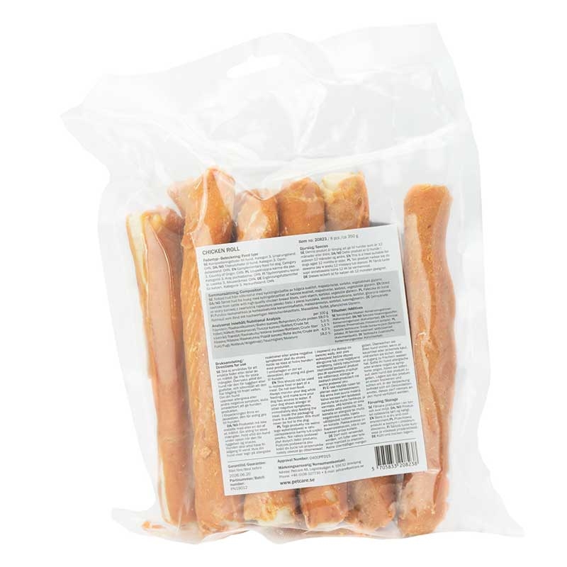 TreatEaters Chicken (kylling) Rolls i pose 17x3cm 8stk. i pose bagfra