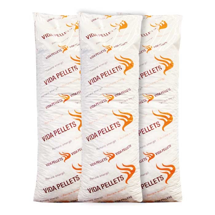 Vida træpiller 8mm. 7 paller 832kg., leveret