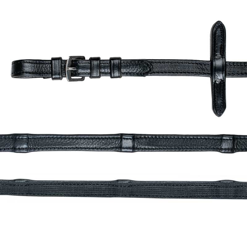 Waldhausen tøjler X-Line Rubber Leather - sort